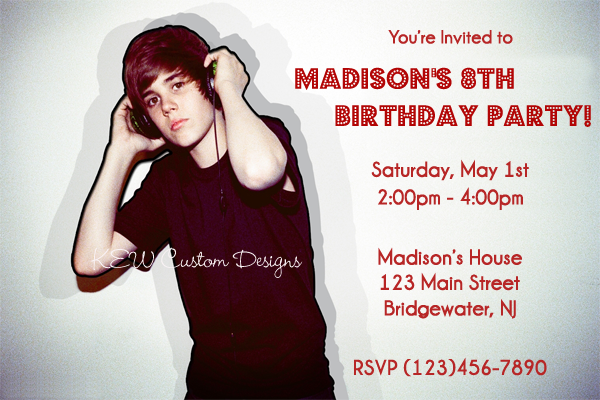 justin bieber birthday cards to print. Custom Justin Bieber Birthday