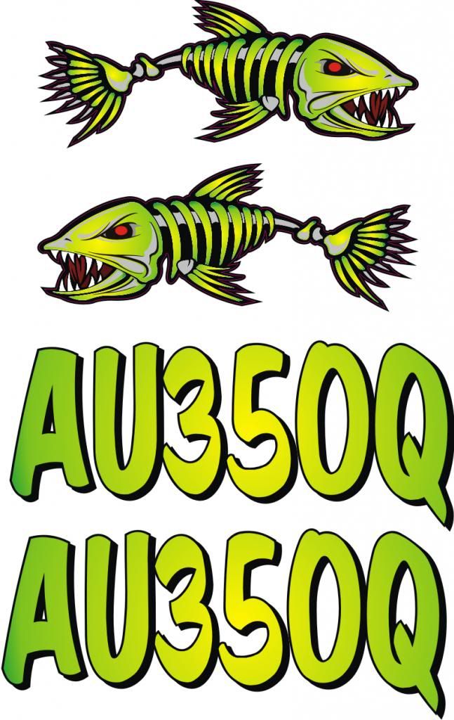 Green Qld Boat registration Rego Numbers Bad as combo decals fishing