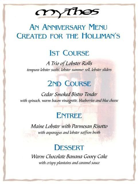 Anniversary menu