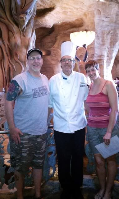 Chef Mark Wachowiak with the anniversary couple