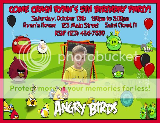 Angry Birds Custom Photo Birthday Invitations Invites  