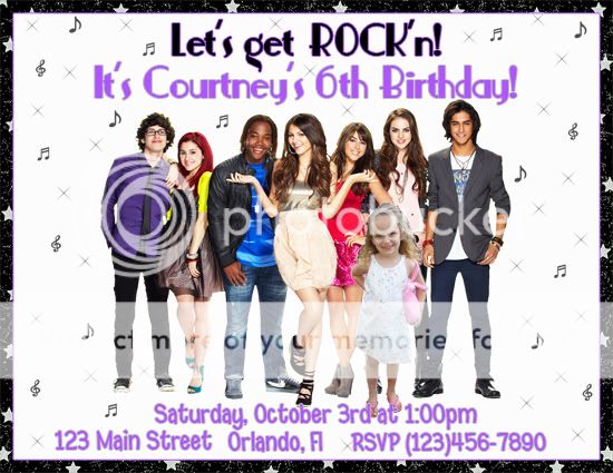 Victoria Justice Victorious Custom Birthday Invitations DIY or I Print 