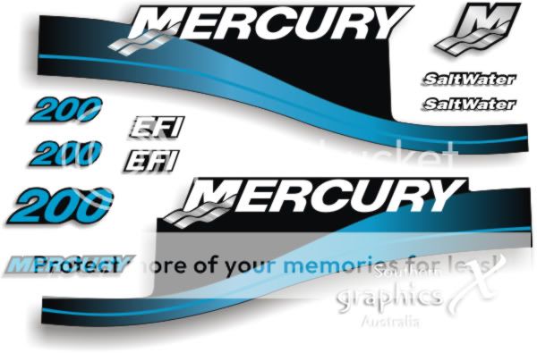 Mercury outboard motor 200hp decals stickers graphics  