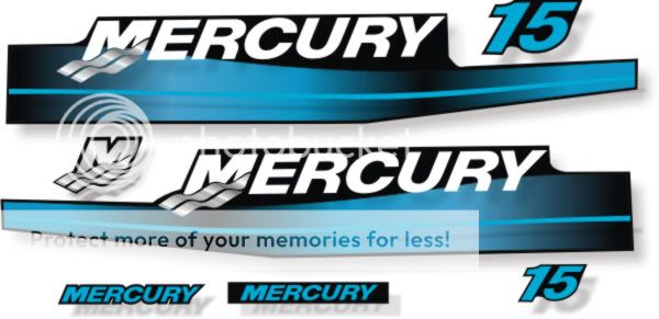Mercury 15HP Blue Outboard Motor Decals Stickers